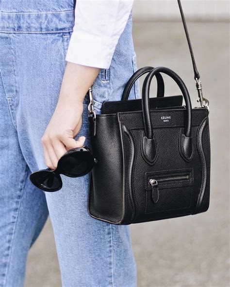 celine black nano tote